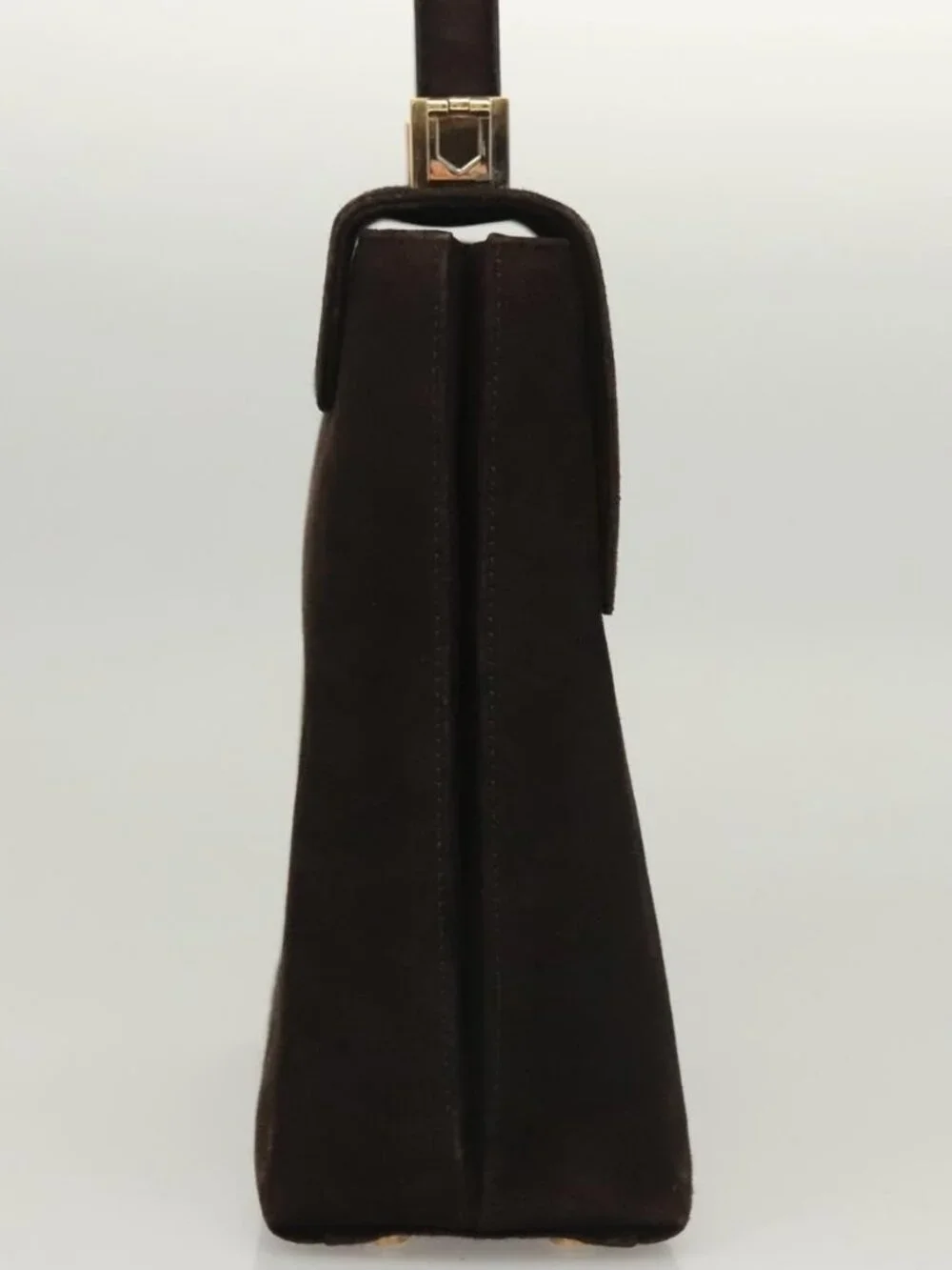 Salvatore Ferragamo Gancini Hand Bag Suede 2way Black Gold Auth BA2414 - Picture 5 of 16